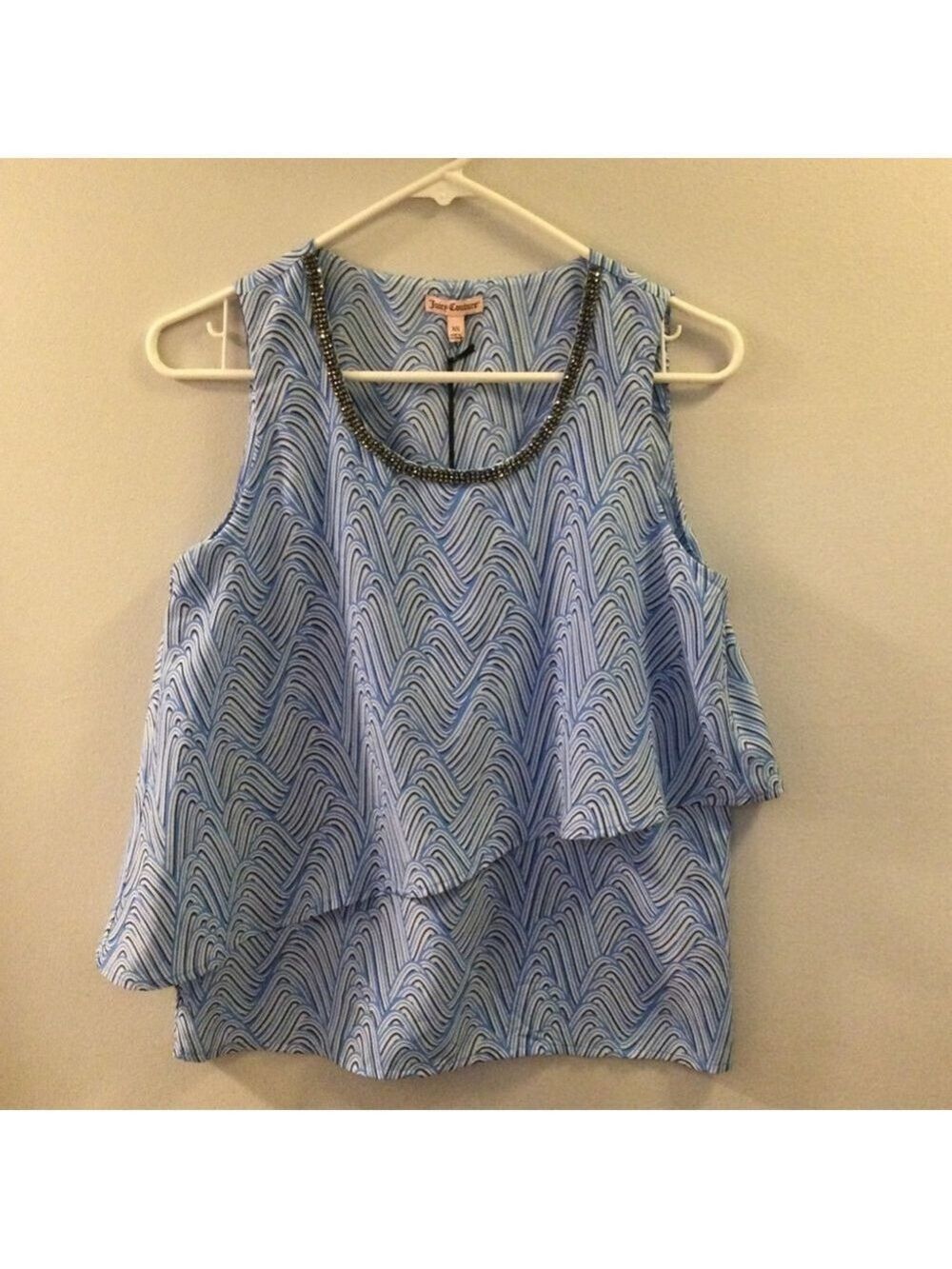 Juicy Couture embellished neckline layered abstract pattern Woman's XS